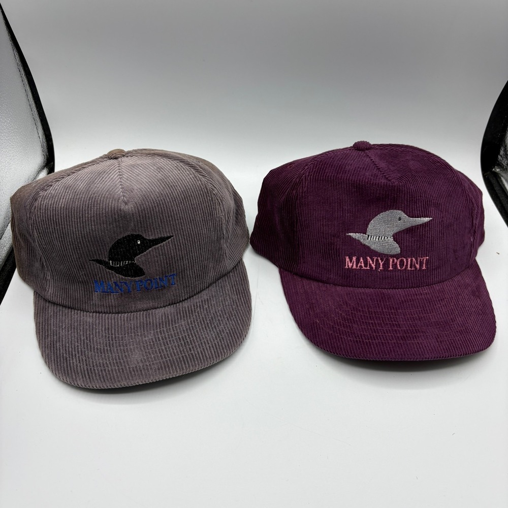 Vintage Many Point Scout Camp Corduroy Snapback Hats Loon Logo Lot of 2